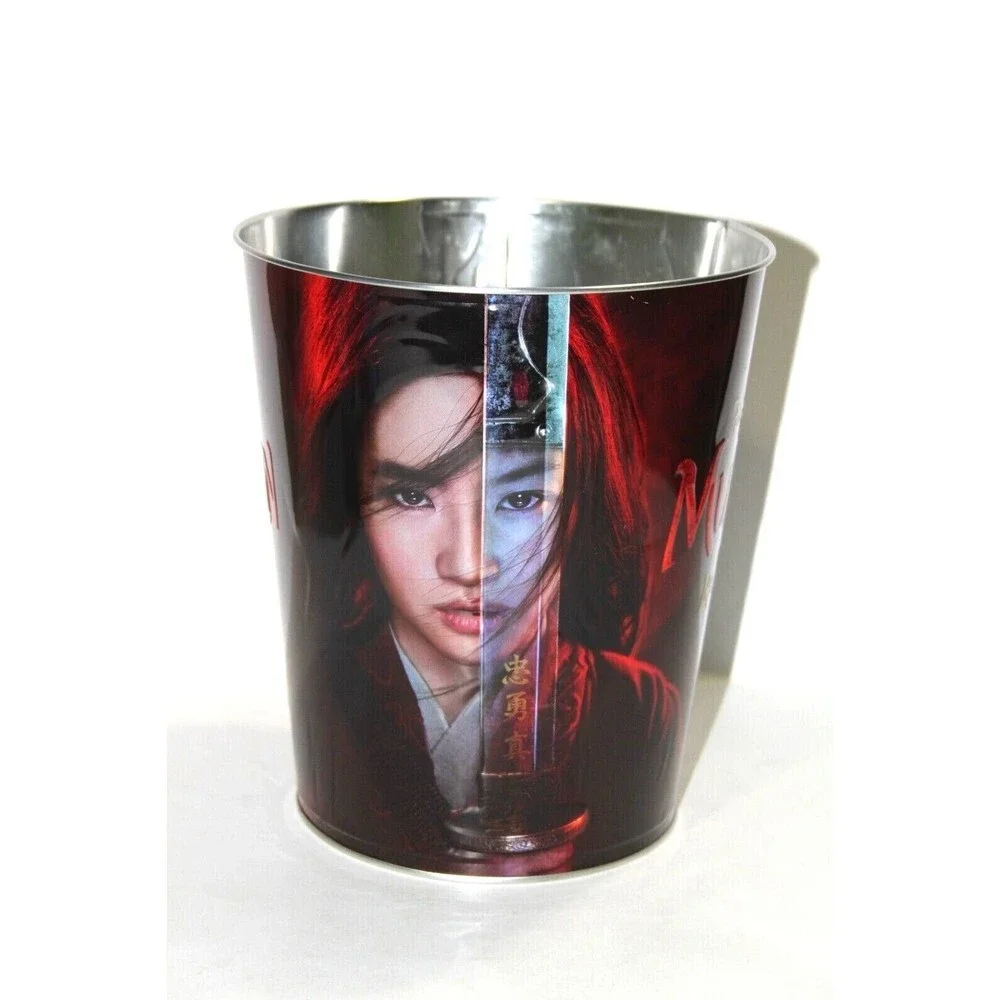 Disney Mulan 2020 Movie Theater Embossed Popcorn Bucket Metal Storage Tin Can